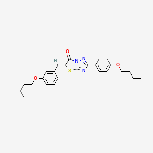 molecular formula C26H29N3O3S B11128228 (5Z)-2-(4-butoxyphenyl)-5-[3-(3-methylbutoxy)benzylidene][1,3]thiazolo[3,2-b][1,2,4]triazol-6(5H)-one 