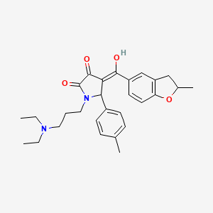 molecular formula C28H34N2O4 B11128237 1-[3-(diethylamino)propyl]-3-hydroxy-4-[(2-methyl-2,3-dihydro-1-benzofuran-5-yl)carbonyl]-5-(4-methylphenyl)-1,5-dihydro-2H-pyrrol-2-one 