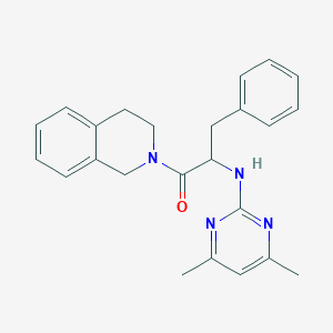 molecular formula C24H26N4O B11128315 1-(3,4-dihydroisoquinolin-2(1H)-yl)-2-[(4,6-dimethylpyrimidin-2-yl)amino]-3-phenylpropan-1-one 