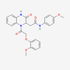 2-{1-[(2-methoxyphenoxy)acetyl]-3-oxo-1,2,3,4-tetrahydroquinoxalin-2-yl}-N-(4-methoxyphenyl)acetamide