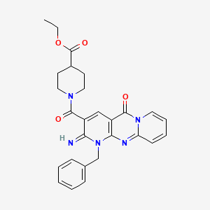 ethyl 1-(7-benzyl-6-imino-2-oxo-1,7,9-triazatricyclo[8.4.0.03,8]tetradeca-3(8),4,9,11,13-pentaene-5-carbonyl)piperidine-4-carboxylate