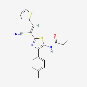 N-{2-[(E)-1-cyano-2-(thiophen-2-yl)ethenyl]-4-(4-methylphenyl)-1,3-thiazol-5-yl}propanamide