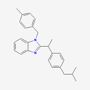 molecular formula C27H30N2 B11128379 1-(4-methylbenzyl)-2-{1-[4-(2-methylpropyl)phenyl]ethyl}-1H-benzimidazole 