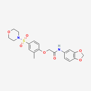 molecular formula C20H22N2O7S B11128418 N-(1,3-benzodioxol-5-yl)-2-[2-methyl-4-(morpholin-4-ylsulfonyl)phenoxy]acetamide 