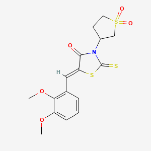 molecular formula C16H17NO5S3 B11128456 (5Z)-5-(2,3-dimethoxybenzylidene)-3-(1,1-dioxidotetrahydrothiophen-3-yl)-2-thioxo-1,3-thiazolidin-4-one 