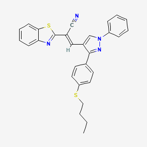 molecular formula C29H24N4S2 B11128481 (2E)-2-(1,3-benzothiazol-2-yl)-3-{3-[4-(butylsulfanyl)phenyl]-1-phenyl-1H-pyrazol-4-yl}prop-2-enenitrile 