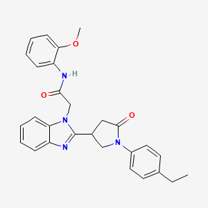 molecular formula C28H28N4O3 B11128486 2-{2-[1-(4-ethylphenyl)-5-oxopyrrolidin-3-yl]-1H-benzimidazol-1-yl}-N-(2-methoxyphenyl)acetamide 