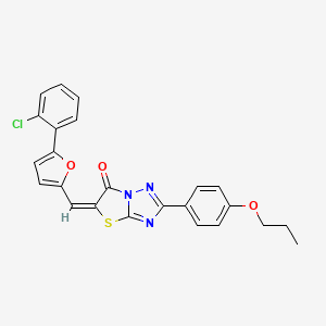 (5E)-5-{[5-(2-chlorophenyl)furan-2-yl]methylidene}-2-(4-propoxyphenyl)[1,3]thiazolo[3,2-b][1,2,4]triazol-6(5H)-one