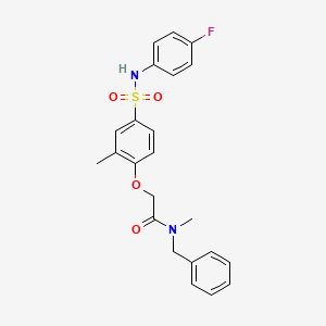 molecular formula C23H23FN2O4S B11128568 N-benzyl-2-{4-[(4-fluorophenyl)sulfamoyl]-2-methylphenoxy}-N-methylacetamide 