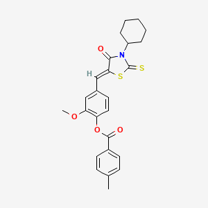 4-[(Z)-(3-cyclohexyl-4-oxo-2-thioxo-1,3-thiazolidin-5-ylidene)methyl]-2-methoxyphenyl 4-methylbenzoate