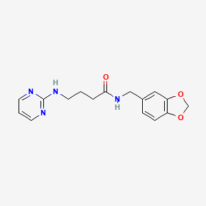 N-(1,3-benzodioxol-5-ylmethyl)-4-(2-pyrimidinylamino)butanamide