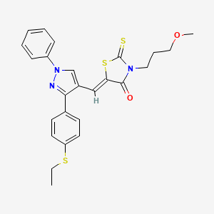 (5Z)-5-({3-[4-(ethylsulfanyl)phenyl]-1-phenyl-1H-pyrazol-4-yl}methylidene)-3-(3-methoxypropyl)-2-thioxo-1,3-thiazolidin-4-one