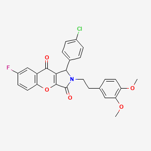 molecular formula C27H21ClFNO5 B11128677 1-(4-Chlorophenyl)-2-[2-(3,4-dimethoxyphenyl)ethyl]-7-fluoro-1,2-dihydrochromeno[2,3-c]pyrrole-3,9-dione 