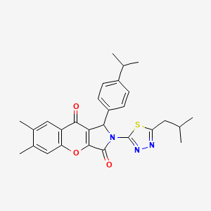 6,7-Dimethyl-2-[5-(2-methylpropyl)-1,3,4-thiadiazol-2-yl]-1-[4-(propan-2-yl)phenyl]-1,2-dihydrochromeno[2,3-c]pyrrole-3,9-dione