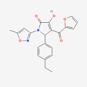 molecular formula C21H18N2O5 B11128752 (4E)-5-(4-ethylphenyl)-4-[furan-2-yl(hydroxy)methylidene]-1-(5-methyl-1,2-oxazol-3-yl)pyrrolidine-2,3-dione 