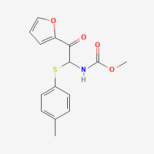 molecular formula C15H15NO4S B11128774 methyl N-{2-(2-furyl)-1-[(4-methylphenyl)sulfanyl]-2-oxoethyl}carbamate 