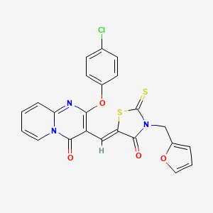 2-(4-chlorophenoxy)-3-{(Z)-[3-(furan-2-ylmethyl)-4-oxo-2-thioxo-1,3-thiazolidin-5-ylidene]methyl}-4H-pyrido[1,2-a]pyrimidin-4-one