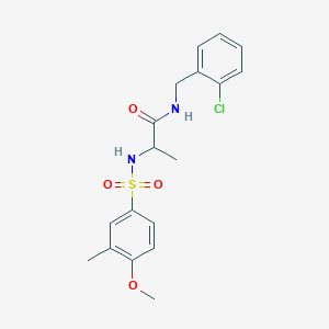 molecular formula C18H21ClN2O4S B11128818 N-(2-chlorobenzyl)-N~2~-[(4-methoxy-3-methylphenyl)sulfonyl]alaninamide 