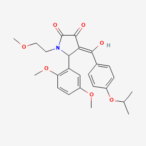 molecular formula C25H29NO7 B11128871 5-(2,5-dimethoxyphenyl)-3-hydroxy-1-(2-methoxyethyl)-4-{[4-(propan-2-yloxy)phenyl]carbonyl}-1,5-dihydro-2H-pyrrol-2-one 