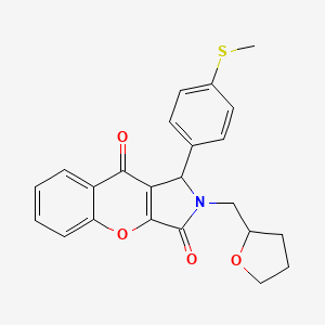 molecular formula C23H21NO4S B11128896 1-[4-(Methylsulfanyl)phenyl]-2-(tetrahydrofuran-2-ylmethyl)-1,2-dihydrochromeno[2,3-c]pyrrole-3,9-dione 