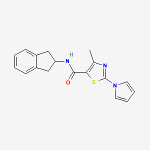 molecular formula C18H17N3OS B11128907 N-(2,3-dihydro-1H-inden-2-yl)-4-methyl-2-(1H-pyrrol-1-yl)-1,3-thiazole-5-carboxamide 