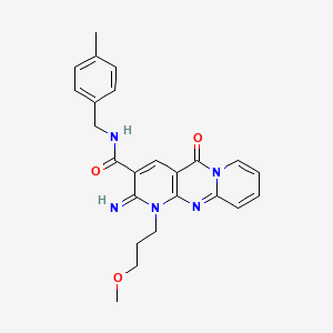 6-imino-7-(3-methoxypropyl)-N-[(4-methylphenyl)methyl]-2-oxo-1,7,9-triazatricyclo[8.4.0.03,8]tetradeca-3(8),4,9,11,13-pentaene-5-carboxamide