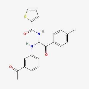 molecular formula C22H20N2O3S B11128976 N-{1-[(3-acetylphenyl)amino]-2-(4-methylphenyl)-2-oxoethyl}thiophene-2-carboxamide 