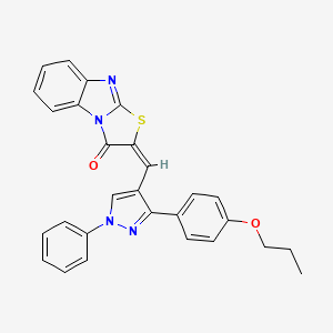 (2E)-2-{[1-phenyl-3-(4-propoxyphenyl)-1H-pyrazol-4-yl]methylidene}[1,3]thiazolo[3,2-a]benzimidazol-3(2H)-one