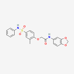 molecular formula C22H20N2O6S B11129006 N-(1,3-benzodioxol-5-yl)-2-[2-methyl-4-(phenylsulfamoyl)phenoxy]acetamide 