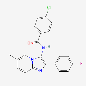 molecular formula C21H15ClFN3O B11129086 4-chloro-N-[2-(4-fluorophenyl)-6-methylimidazo[1,2-a]pyridin-3-yl]benzamide 