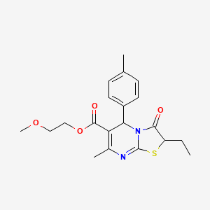 molecular formula C20H24N2O4S B11129094 2-methoxyethyl 2-ethyl-7-methyl-5-(4-methylphenyl)-3-oxo-2,3-dihydro-5H-[1,3]thiazolo[3,2-a]pyrimidine-6-carboxylate 