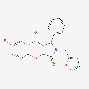 molecular formula C22H14FNO4 B11129129 7-Fluoro-2-(furan-2-ylmethyl)-1-phenyl-1,2-dihydrochromeno[2,3-c]pyrrole-3,9-dione 