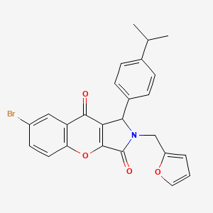 molecular formula C25H20BrNO4 B11129131 7-Bromo-2-(furan-2-ylmethyl)-1-[4-(propan-2-yl)phenyl]-1,2-dihydrochromeno[2,3-c]pyrrole-3,9-dione 