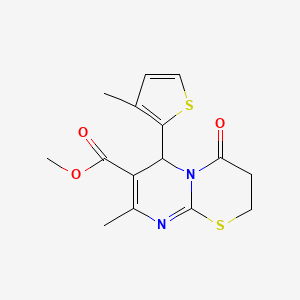 molecular formula C15H16N2O3S2 B11129224 methyl 8-methyl-6-(3-methylthiophen-2-yl)-4-oxo-2H,3H,4H,6H-pyrimido[2,1-b][1,3]thiazine-7-carboxylate 