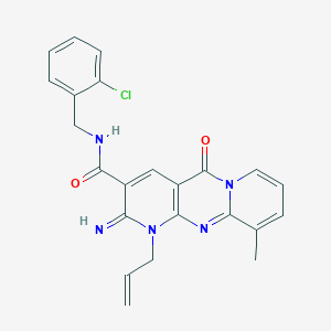 N-[(2-chlorophenyl)methyl]-6-imino-11-methyl-2-oxo-7-prop-2-enyl-1,7,9-triazatricyclo[8.4.0.03,8]tetradeca-3(8),4,9,11,13-pentaene-5-carboxamide