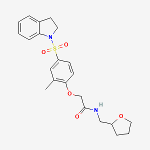 2-[4-(2,3-dihydro-1H-indol-1-ylsulfonyl)-2-methylphenoxy]-N-(tetrahydrofuran-2-ylmethyl)acetamide