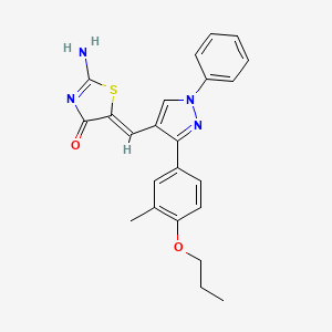 molecular formula C23H22N4O2S B11129268 (5Z)-2-imino-5-{[3-(3-methyl-4-propoxyphenyl)-1-phenyl-1H-pyrazol-4-yl]methylidene}-1,3-thiazolidin-4-one 