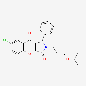 molecular formula C23H22ClNO4 B11129317 7-Chloro-1-phenyl-2-[3-(propan-2-yloxy)propyl]-1,2-dihydrochromeno[2,3-c]pyrrole-3,9-dione 