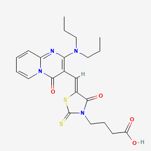 4-[(5Z)-5-{[2-(dipropylamino)-4-oxo-4H-pyrido[1,2-a]pyrimidin-3-yl]methylidene}-4-oxo-2-thioxo-1,3-thiazolidin-3-yl]butanoic acid