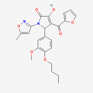 (4E)-5-(4-butoxy-3-methoxyphenyl)-4-[furan-2-yl(hydroxy)methylidene]-1-(5-methyl-1,2-oxazol-3-yl)pyrrolidine-2,3-dione