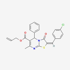 prop-2-en-1-yl (2E)-2-(4-chlorobenzylidene)-7-methyl-3-oxo-5-phenyl-2,3-dihydro-5H-[1,3]thiazolo[3,2-a]pyrimidine-6-carboxylate