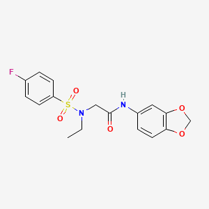 molecular formula C17H17FN2O5S B11129361 N-1,3-benzodioxol-5-yl-N~2~-ethyl-N~2~-[(4-fluorophenyl)sulfonyl]glycinamide 