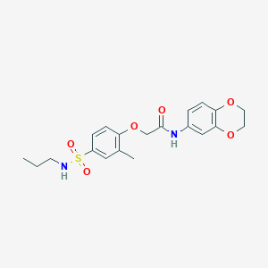 molecular formula C20H24N2O6S B11129362 N-(2,3-dihydro-1,4-benzodioxin-6-yl)-2-[2-methyl-4-(propylsulfamoyl)phenoxy]acetamide 