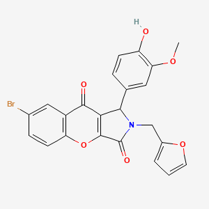 molecular formula C23H16BrNO6 B11129389 7-Bromo-2-(furan-2-ylmethyl)-1-(4-hydroxy-3-methoxyphenyl)-1,2-dihydrochromeno[2,3-c]pyrrole-3,9-dione 