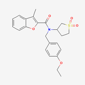 molecular formula C23H25NO5S B11129408 N-(1,1-dioxidotetrahydrothiophen-3-yl)-N-(4-ethoxybenzyl)-3-methyl-1-benzofuran-2-carboxamide 