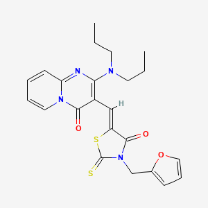 molecular formula C23H24N4O3S2 B11129421 2-(dipropylamino)-3-{(Z)-[3-(furan-2-ylmethyl)-4-oxo-2-thioxo-1,3-thiazolidin-5-ylidene]methyl}-4H-pyrido[1,2-a]pyrimidin-4-one 