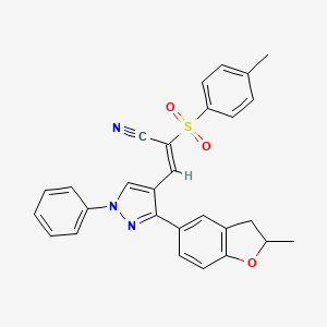 (2E)-3-[3-(2-methyl-2,3-dihydro-1-benzofuran-5-yl)-1-phenyl-1H-pyrazol-4-yl]-2-[(4-methylphenyl)sulfonyl]prop-2-enenitrile