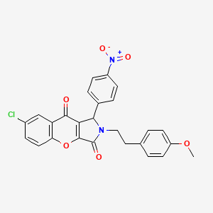 molecular formula C26H19ClN2O6 B11129434 7-Chloro-2-[2-(4-methoxyphenyl)ethyl]-1-(4-nitrophenyl)-1,2-dihydrochromeno[2,3-c]pyrrole-3,9-dione 