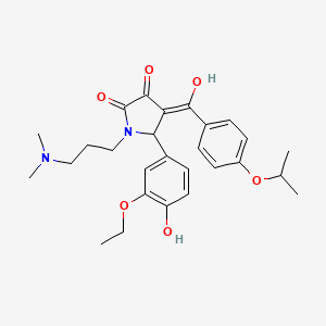 molecular formula C27H34N2O6 B11129440 1-[3-(dimethylamino)propyl]-5-(3-ethoxy-4-hydroxyphenyl)-3-hydroxy-4-{[4-(propan-2-yloxy)phenyl]carbonyl}-1,5-dihydro-2H-pyrrol-2-one 