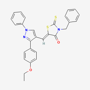 molecular formula C28H23N3O2S2 B11129458 (5Z)-3-benzyl-5-{[3-(4-ethoxyphenyl)-1-phenyl-1H-pyrazol-4-yl]methylidene}-2-thioxo-1,3-thiazolidin-4-one 